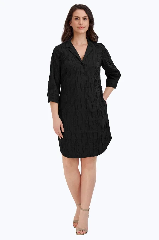 Sloane Solid Crinkle Dress, Black Tunics Luxurious premium