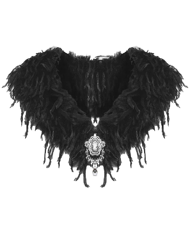 Dark In Love Dark Gothic Queen Faux Monster Fur Shawl Trendy Long Knit Shawl