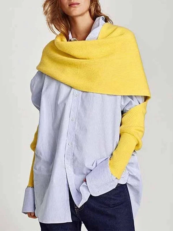 ASHORESHOP Winter Shawl Scarf with Sleeves 2019 Spring Autumn Knitting Shawl Scarves Fashionable Wool Shawl Cape