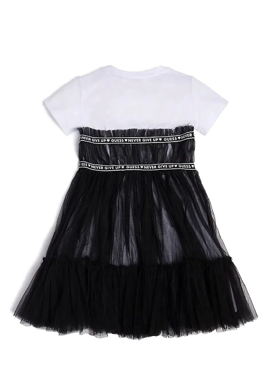 Guess Tulle Fabric Insert Dress, Black Tunics Designer luxury