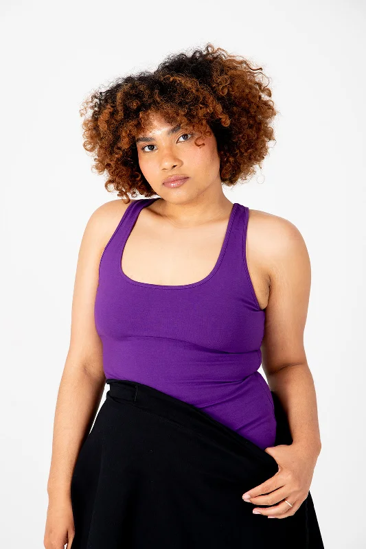 Shinni Neck Full Length Tank Top In T.Purple comfortable tank top