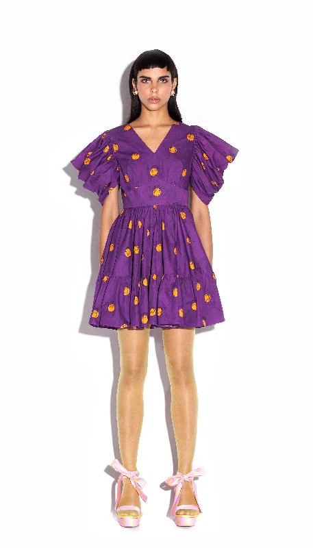 My happy face - Signature Papa Don't Preach dress in Purple Pol-Ca-T print Tunics Luxurious high-end