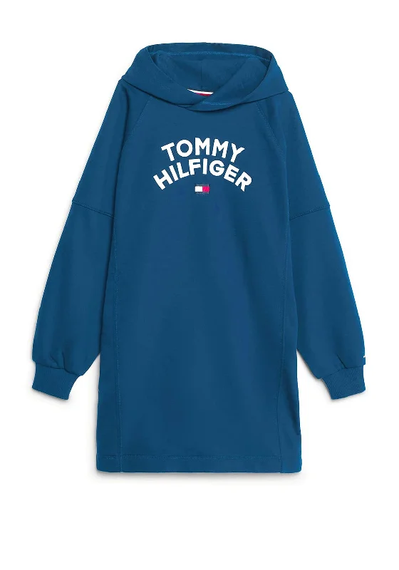 Tommy Hilfiger Girls Logo Oversized Hoody Dress, Deep Indigo Tunics Prom sequined