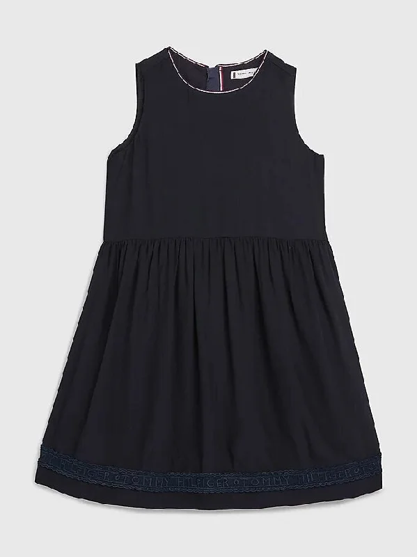 Tommy Hilfiger Girls Sleeveless Lace Tape Dress, Navy Tunics Fall fleece