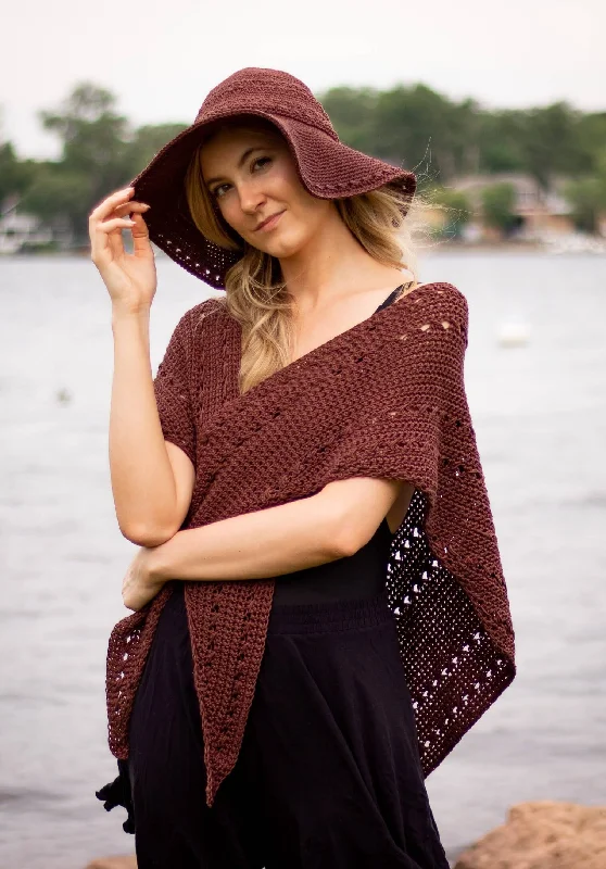 Crochet Kit - Seaside Shawl & Sun Hat Cozy Woolen Shawl Scarf