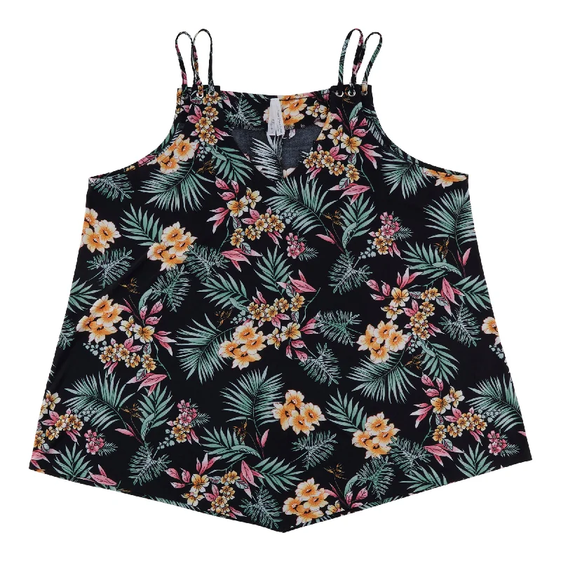 Women's Plus Floral Print Tank glitter tank top