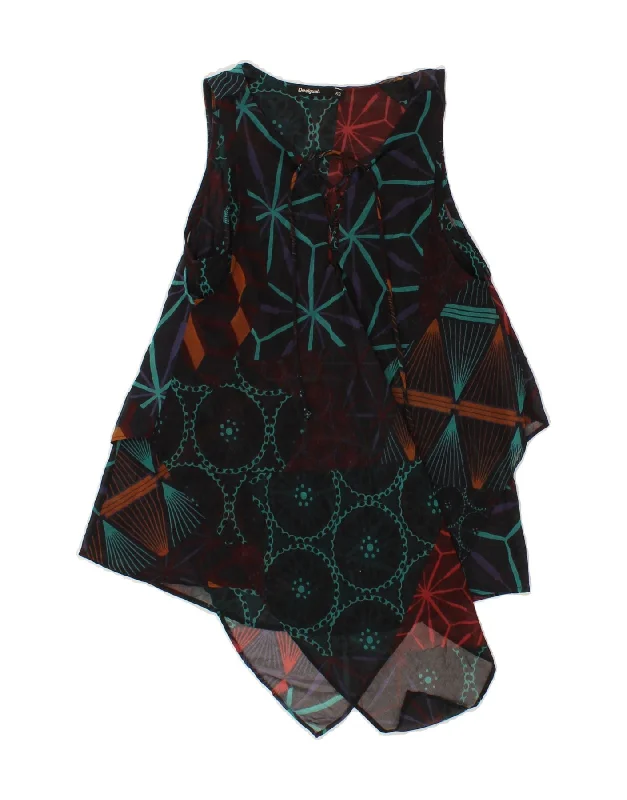 DESIGUAL Womens Abstract Pattern Asymmetrical Dress UK 6 XS Multicoloured Tunics Summer linen