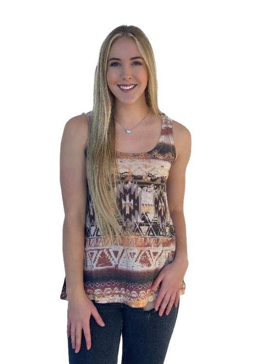 Liberty Wear Collection Tops: Tank Earthtone Tribal floral tank top