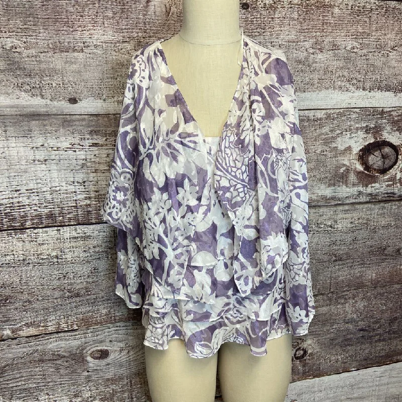 ALEX EVENINGS PURPLE WHITE FLORAL TOP & SHAWL SET SIZE EXTRA LARGE NWT D2C TCC Warm Woolen Shawl Wrap