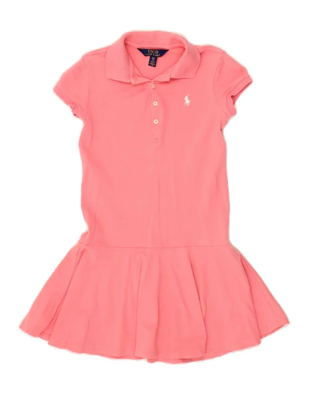 POLO RALPH LAUREN Girls Polo Dress 6-7 Years Small Pink Cotton Tunics Essential wardrobe