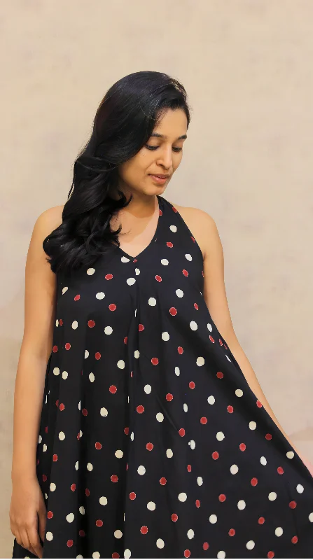 Cotton Hand Block Printed Polka Dot Dress Tunics Party sparkling