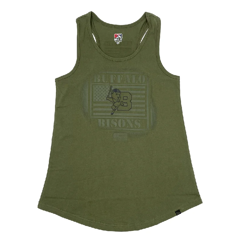 Women's New Era Bison Military Green Tank Top fashionable tank top