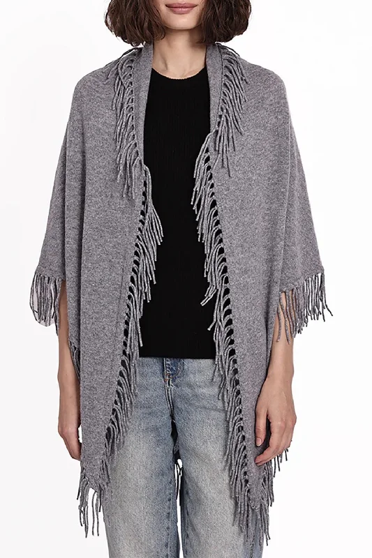 Fringe Shawl - Grey Shadow Cozy Wool Shawl Scarf