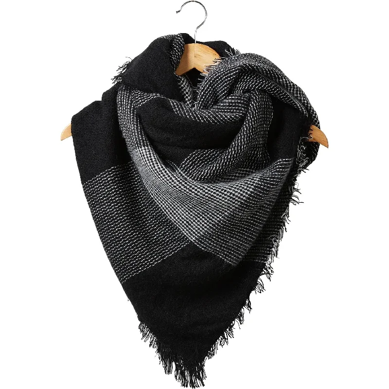 Onyx Check Blanket Scarf | Fall Winter Shawl Wrap | 55" x 55" Comfortable Shawl Scarf Wrap