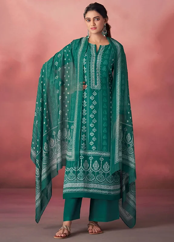 Unstitched Pashmina Winter Suit Dress Material with Muslin Silk Dupatta Turtleneck Neckline Stylish