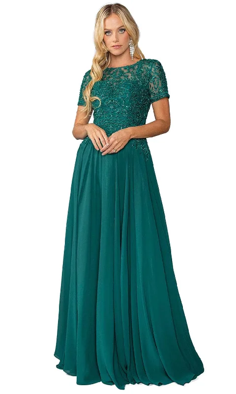 Dancing Queen 4444 - Short Sleeve Applique Prom Dress Tunics Sophisticated sleek