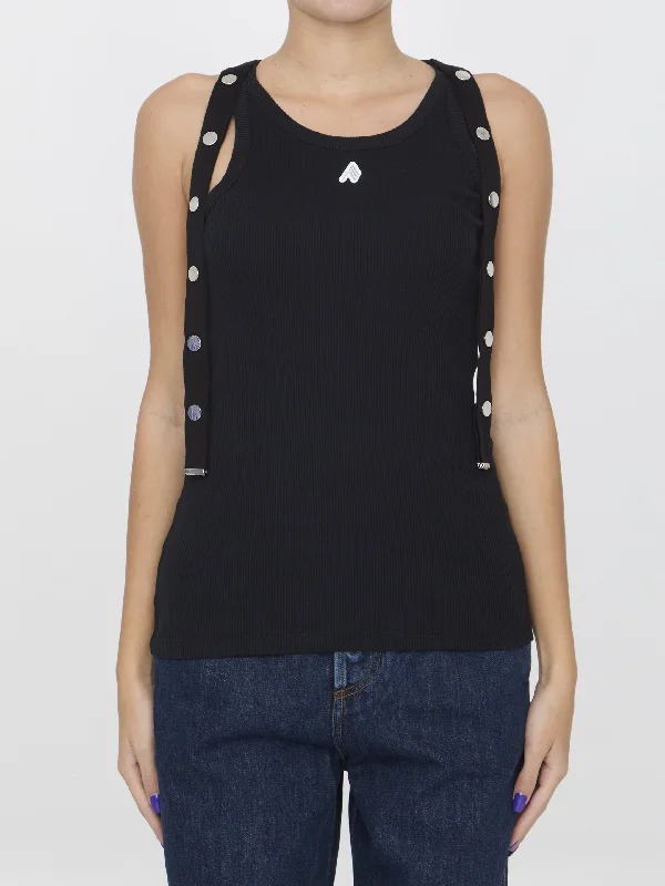 Snap-button Tank Top lace tank top