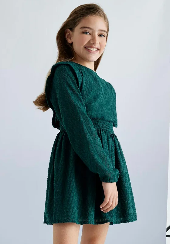 Mayoral Older Girl Long Sleeve Chiffon Dress, Green Tunics Denim casual