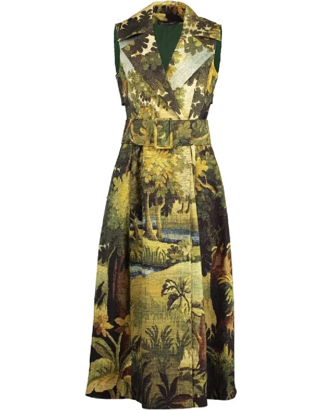 Printed Sleeveless Trench Dress Tunics Practical easy-care
