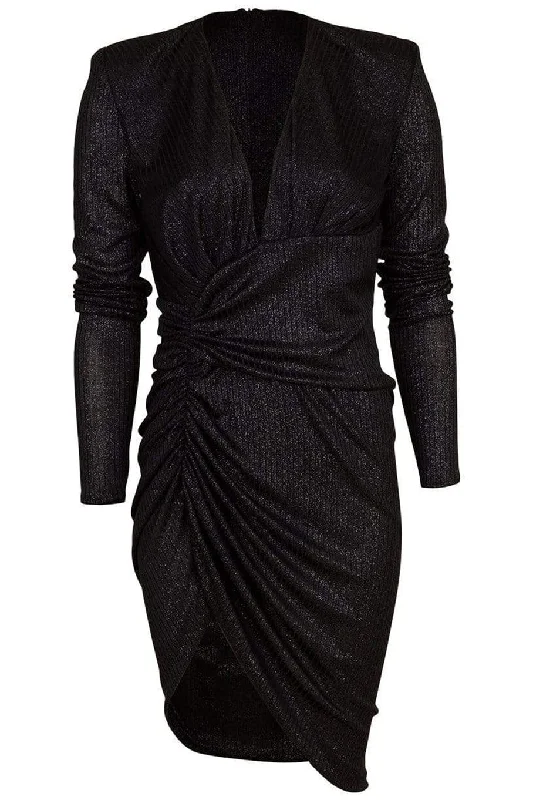 Long Sleeve Ruched Side Dress Tunics Solid Classic