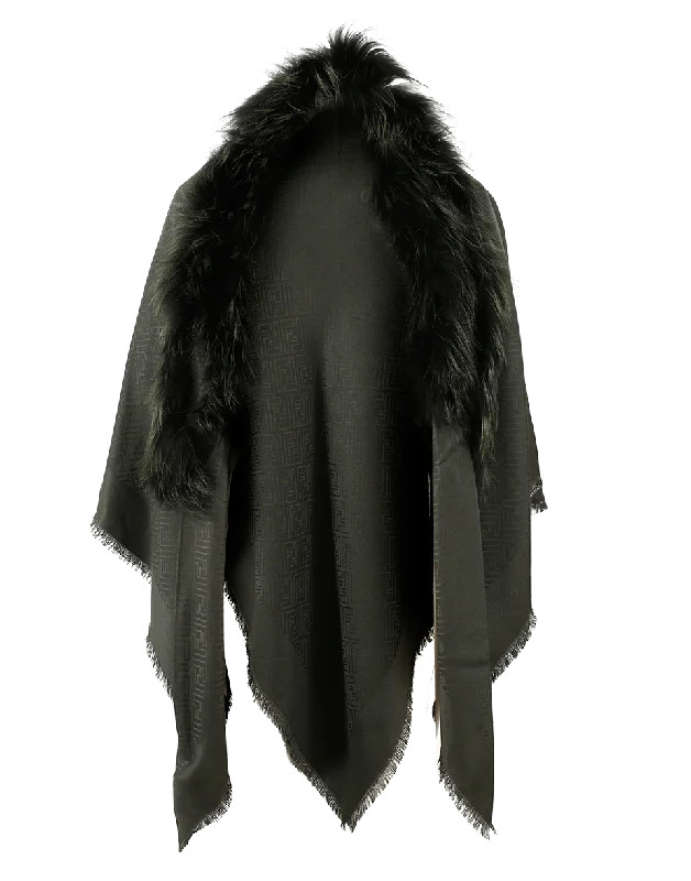 Touch Of Fur Shawl Soft Knit Shawl Poncho