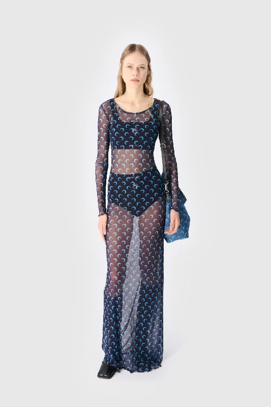MARINE SERRE - Women Moon Printed Mesh Panelled Dress Tunics Bestseller popular