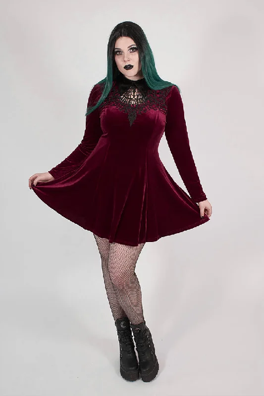 Goth Oversize Red Vines Dress Tunics Chic fashionable