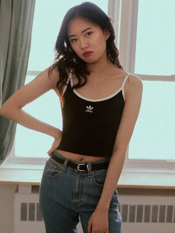 WOMENS CROP TANK W/LOGO - BLACK - CLEARANCE lace back tank