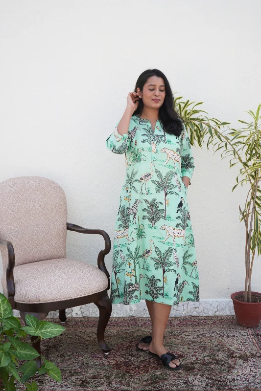 Ilaa Jungle block Printed Cotton Kurta/Dress Tunics Trendy modern