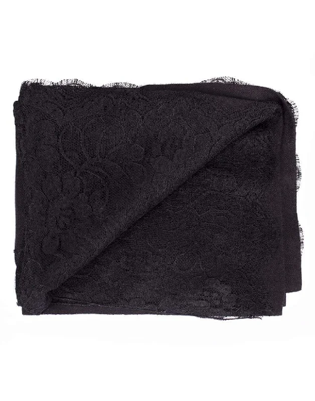 Black Chantilly Center Panel Shawl Warm Cashmere Shawl Cape