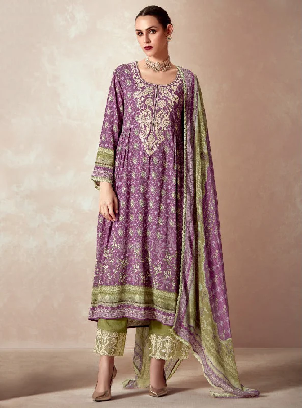 Unstitched Pashmina Winter Suit Dress Material with Chinnon Dupatta Tunics Cozy comfortable