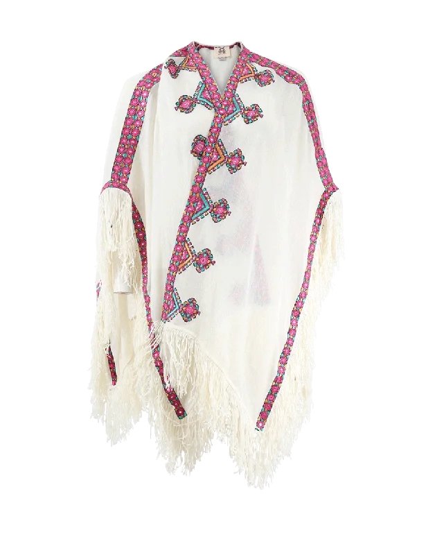 Iris Embroidered Shawl Cozy Fleece Shawl Wrap