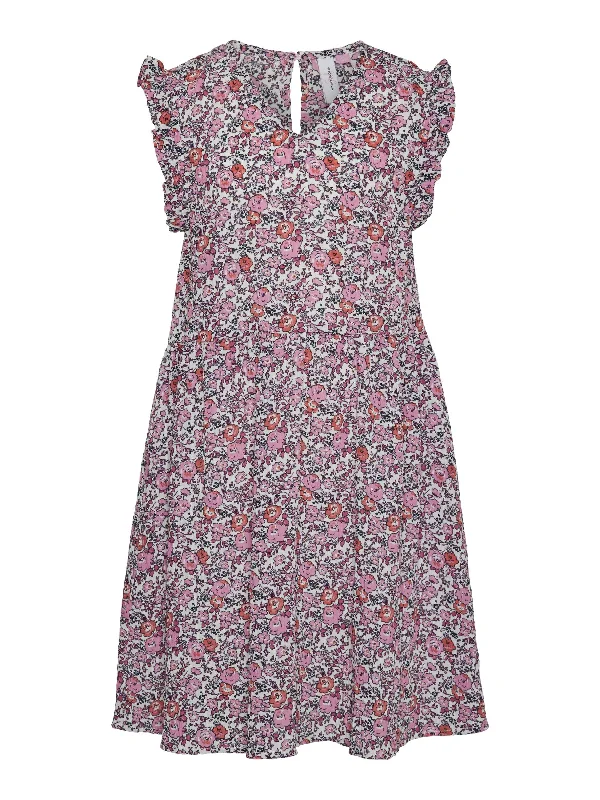 Vero Moda Girl Tara Short Sleeve Floral Dress, Snow White Tunics Trousers formal