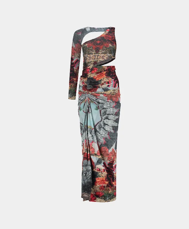 Red Grey Rigomane Dress Tunics Designer luxury