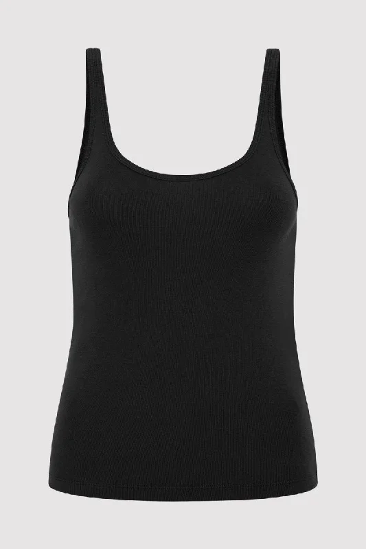 ORGANIC COTTON SLIM SCOOP TANK-JET BLACK lemon yellow tank