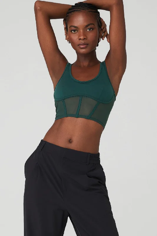 Airbrush Mesh Corset Tank - Midnight Green long tank top