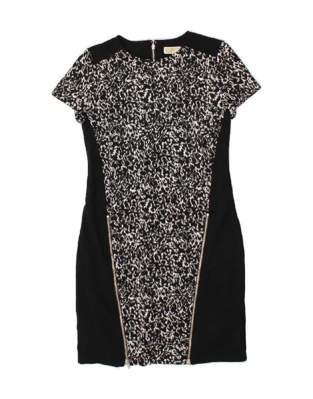 MICHAEL KORS Womens Sheath Dress US 6 Medium Black Animal Print Polyester Tunics Luxurious high-end