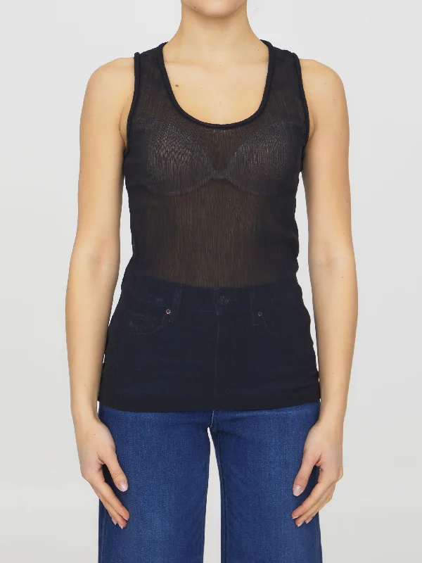 Semi-sheer Tank Top long tank top