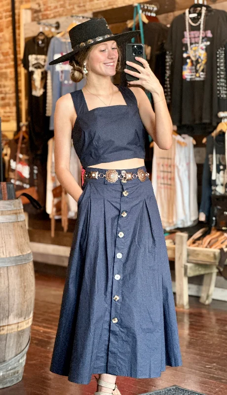 Vicki Button Skirt & Tank Set [Navy] ✜ON SALE NOW ✜ chic tank top