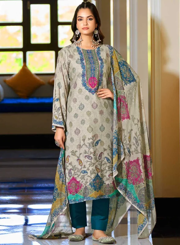 Unstitched Pashmina Winter Suit Set Dress Material for Women Tunics Print Colorful