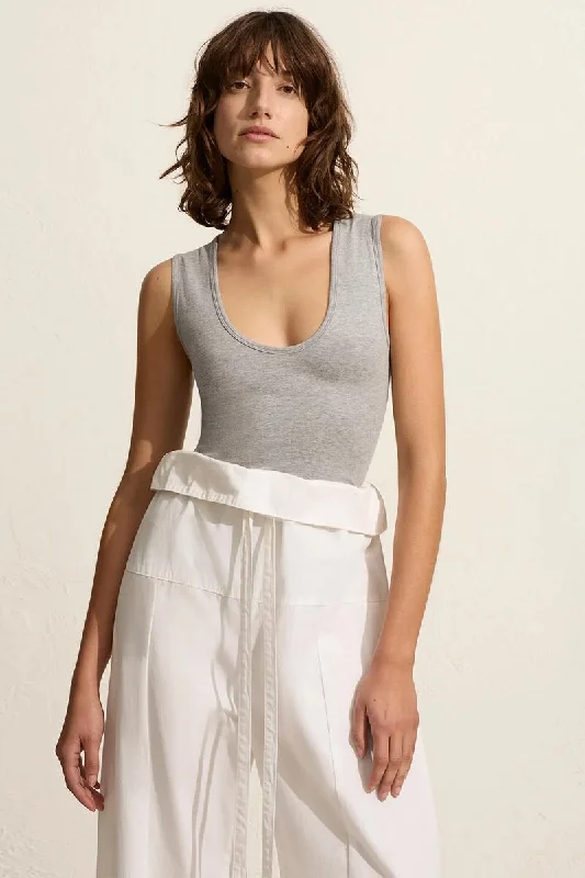 DEEP U TANK-HEATHER GREY ivory tank top