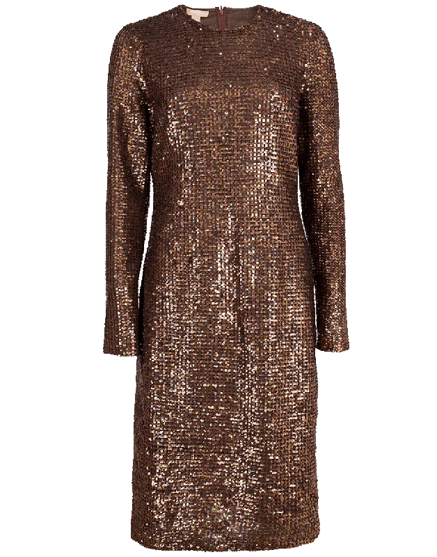 Paillette Crewneck Dress Tunics Fashionable trendy
