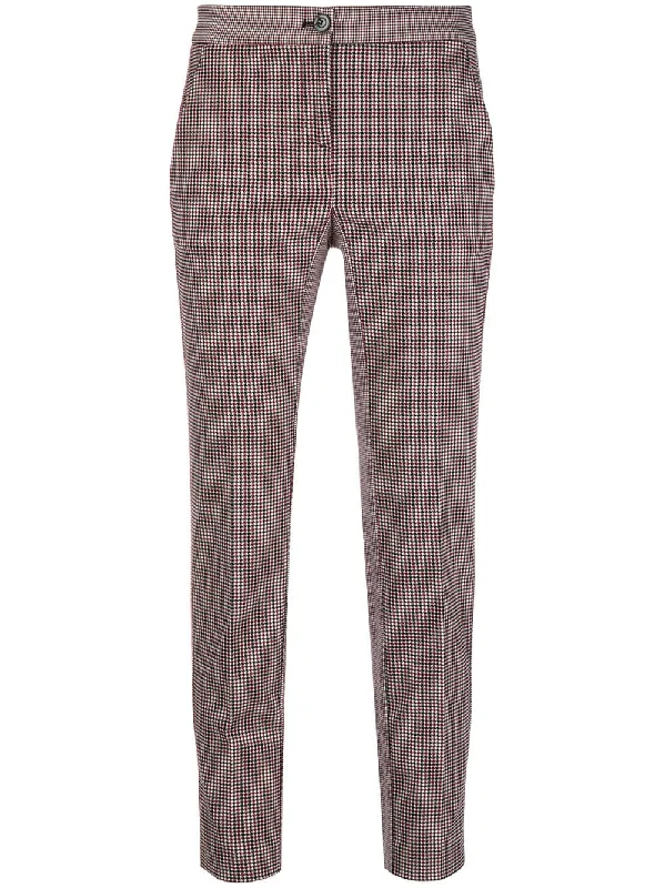 houndstooth print cropped trousers Trousers Fleece Cozy