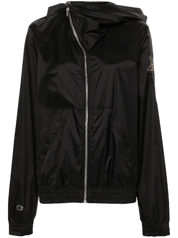 logo-embroidered hooded jacket Front Pockets Side Pockets Patch Pockets