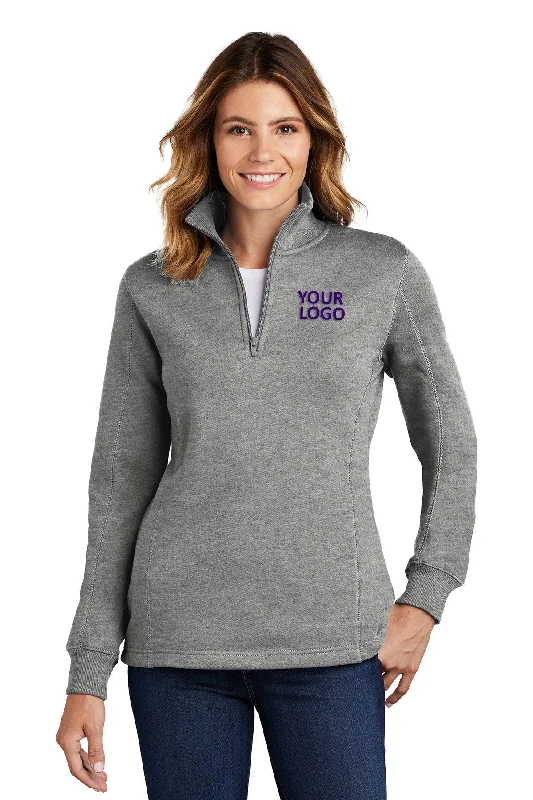 Sport-Tek Ladies Branded 1/4-Zip Sweatshirts, Vintage Heather Hoodie with Drop Shoulder Relaxed Streetwear