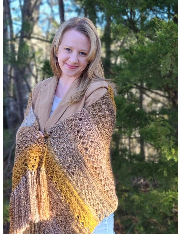 Magic Carpet Shawl (Crochet) Fashionable Shawl with Tassels