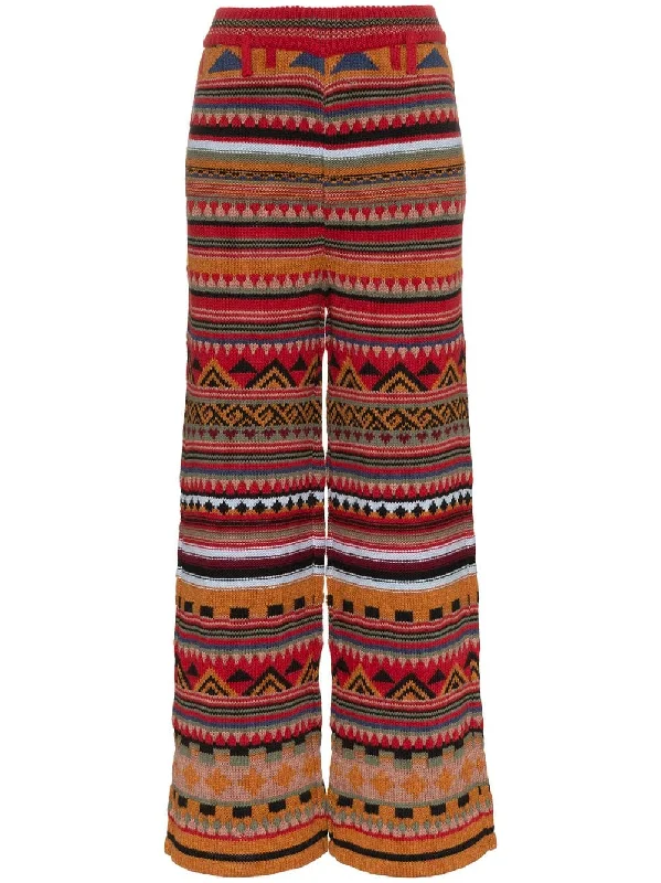 jacquard alpaca wool-blend wide leg trousers Trousers Culottes Wide Leg