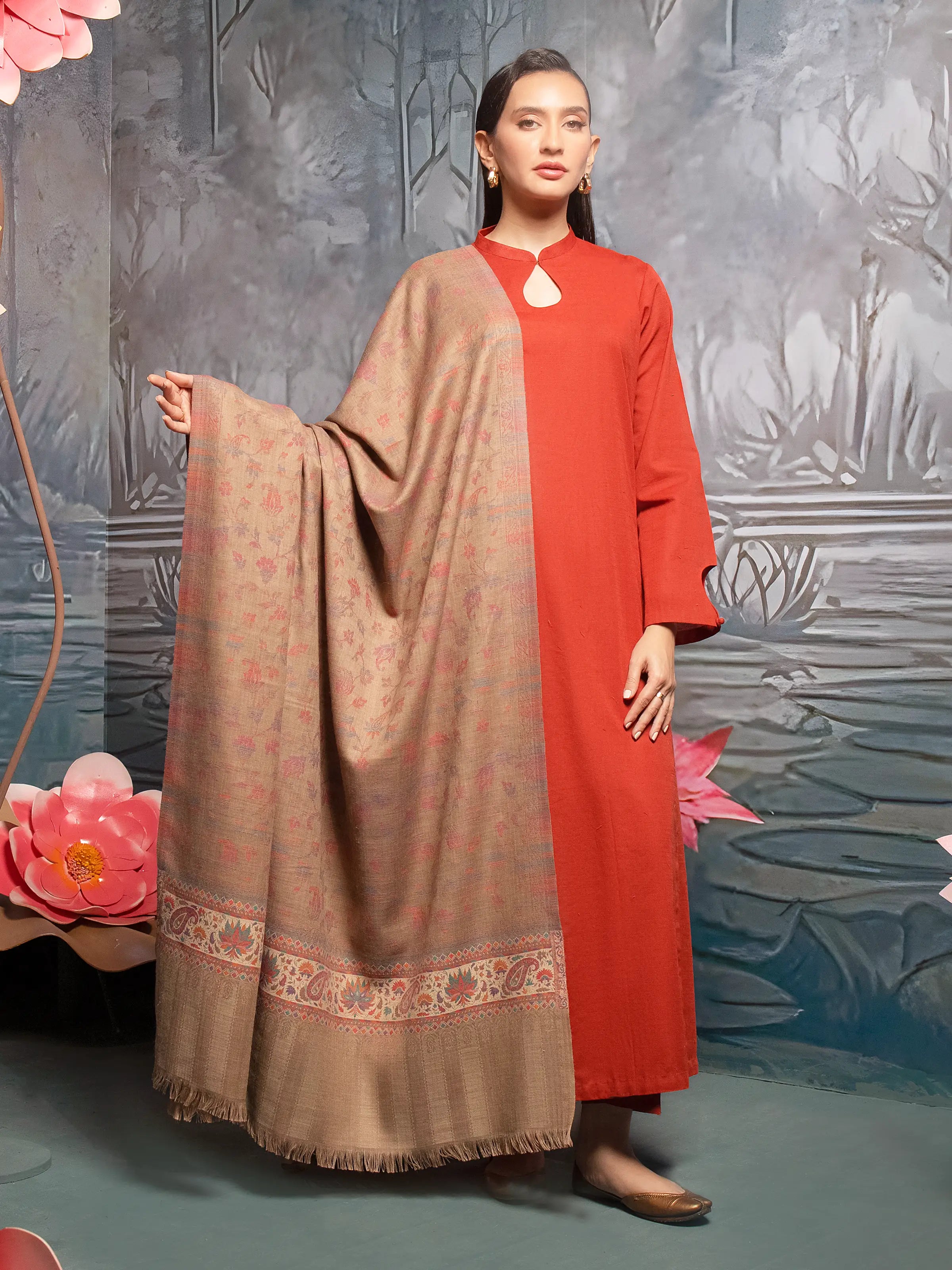Pashmina Jacquard Zari Shawl - EWMS5-020 Soft Cashmere Shawl Wrap