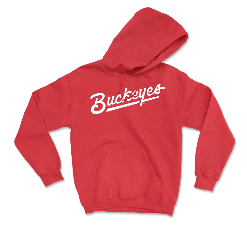 Red Women's Lacrosse Script Hoodie - Annie Hargraves Hoodie with Distressed Vintage Worn