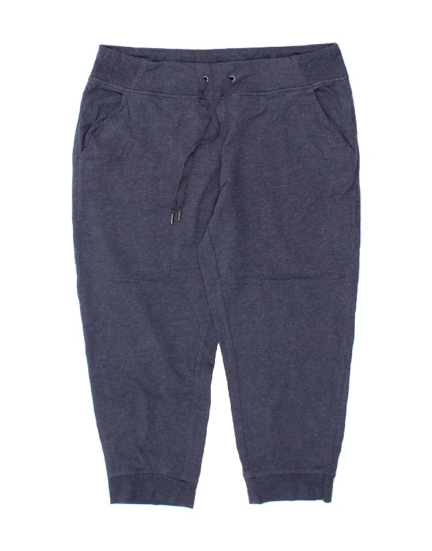 EDDIE BAUER Womens Capri Tracksuit Trousers Joggers UK 16 Large  Navy Blue Trousers Summer Linen